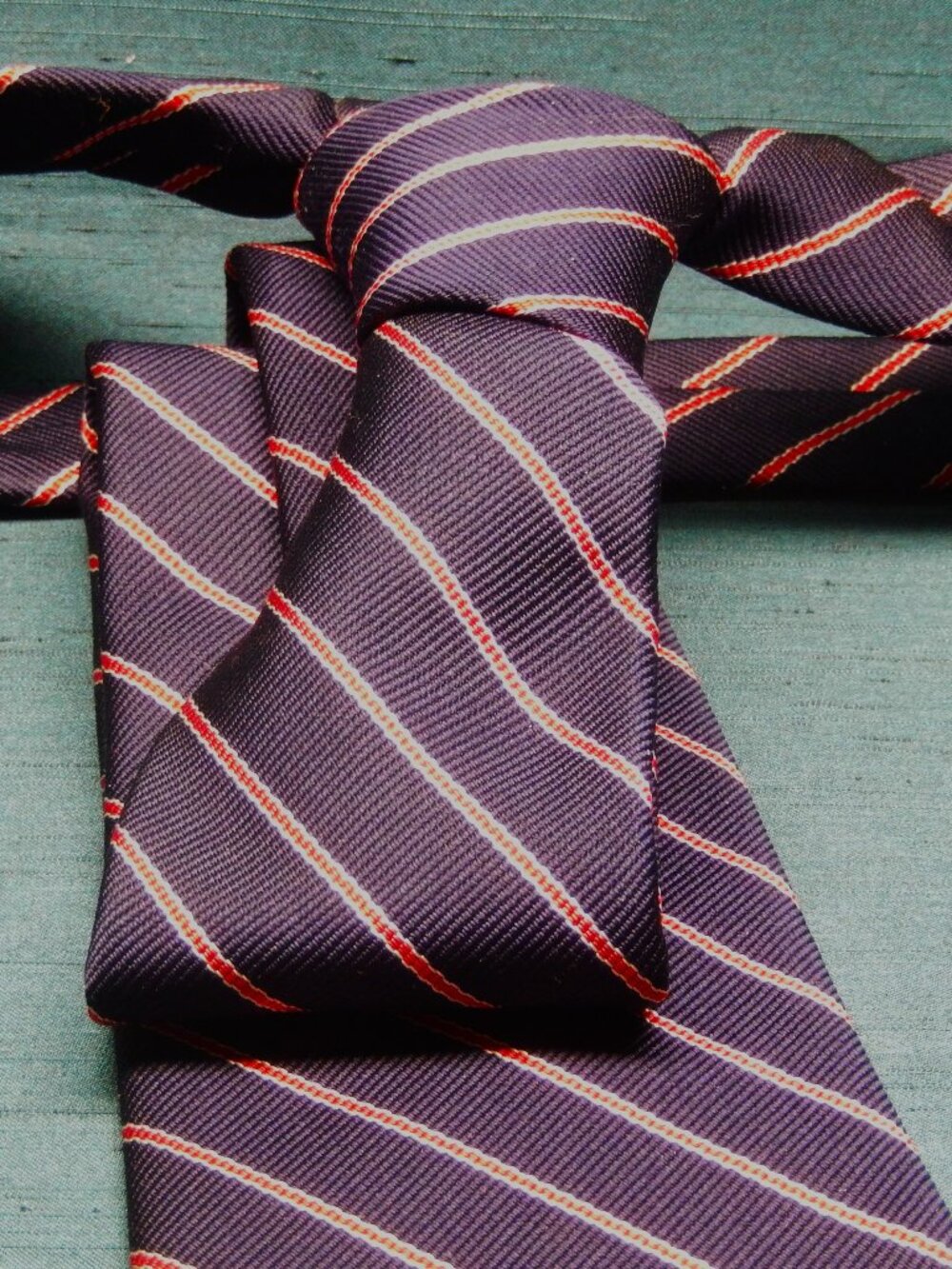 Rivetz of Boston Navy and Red Striped Silk Neck Tie